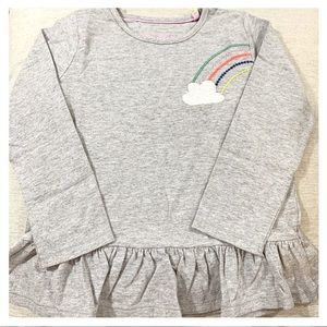 MINI BODEN Gray Peplum Long Sleeve Rainbow Top NWT